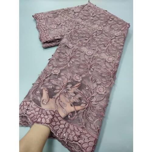 Hot Sale Nigerian Lace Fabric 2021 High Quality Embroidery Tulle Lace Latest African French Net Lace With Sequins 5yards