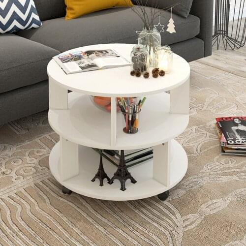 New Coffee Table Round Creative Living Room Storage Bedroom Bedside Cabinet Side Table Assembled Balcony Table Round Table