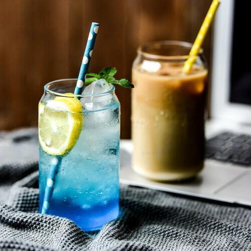 Modern minimalist transparent glass Creative Cola mug Korean lemonade juice cup Transparent Round beverage tea cup