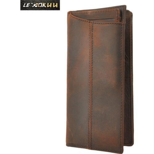 Fashion Cattle Male Genuine leather Large Capacity Designer Checkbook Organizer Card Case Wallet Purse For Men 1019