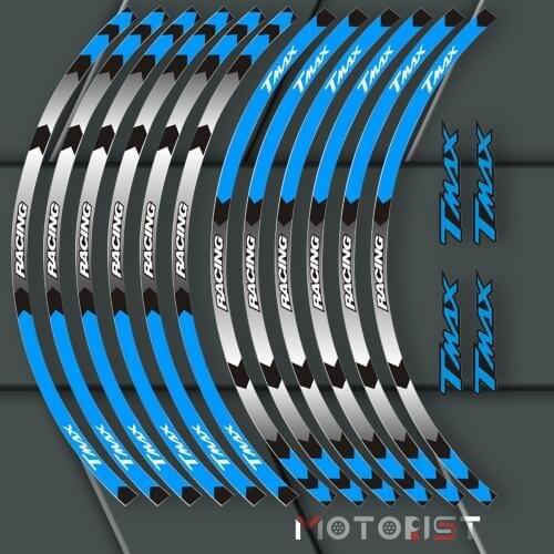 A set of 12pcs high quality motorcycle wheel decals waterproof Reflective stickers rim stripes For Yamaha TMAX 500 530