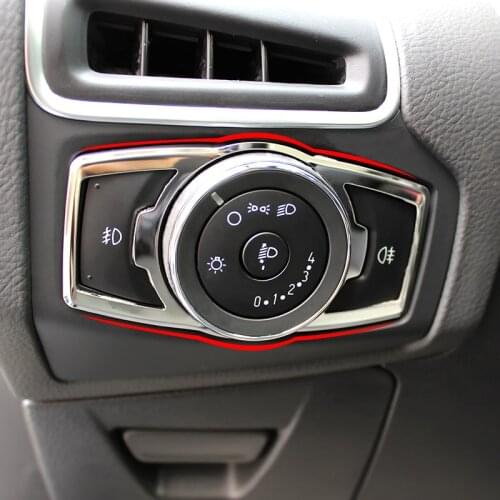 Stainless Steel Headlight Switch Sequins Cover Trim Stickers For Ford Focus 3 4 MK3 Kuga Escape Mustang Everest
