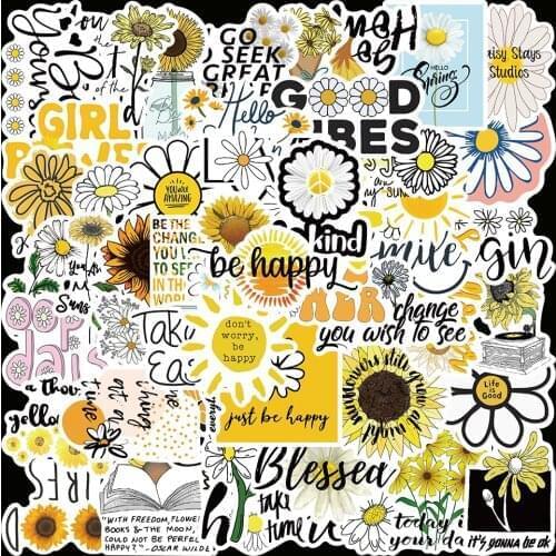 10/50PCS Sunflower You Are My Sunshine Graffiti Stickers For Scrapbook Laptop Car Luggage Yellow Vsco Stickers Decals Kids Toy