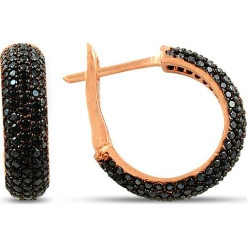 New Boho Huggie Hoop Earrings Classic Full Black Rhinestone Circle Earrings For Women Female Party Round Trendy Fashion Brinco
