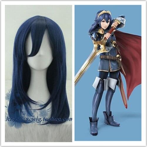 Fire Emblem Awakening Wig Lucina Blue Mixed 60cm Long Straight Cosplay Hair Halloween Role Play + Wig Cap