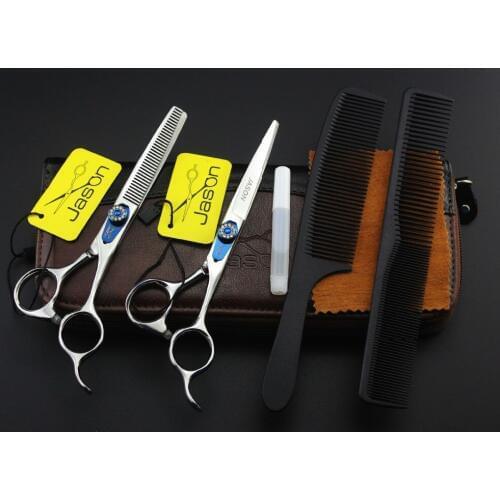 343# Hairdressing Scissor 6'' 17.5CM 4Pcs Suit Brand Jason TOP GRADE 440C Barber Cutting Scissors Thinning Shears Hair Scissors