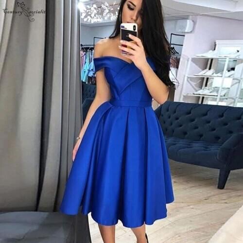 Off Shoulder Homecoming Dresses Short Knee Length Corset Back Satin Graduation Dresses Prom Gowns Cocktail Gowns Plus Size Cheap