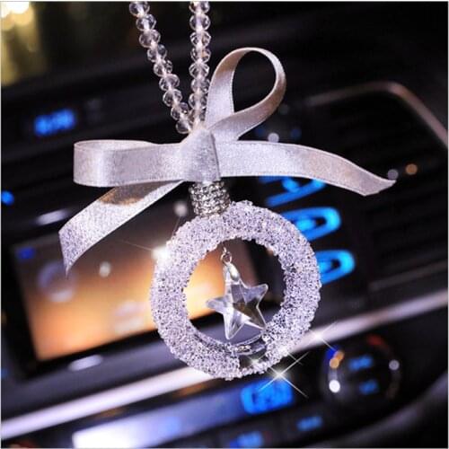 Car interior pendant crystal beautiful water drop car trailer decoration star pendant handmade car crystal pendant