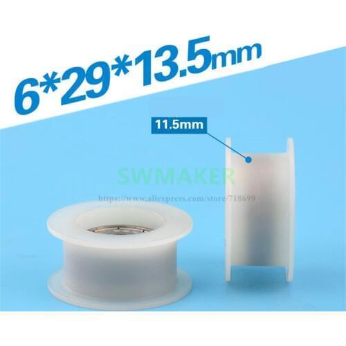 SWMAKER 1pcs Nylon 6*29*13.5mm poly formaldehyde H POM type groove belt pulley package glue embedded 626 bearing