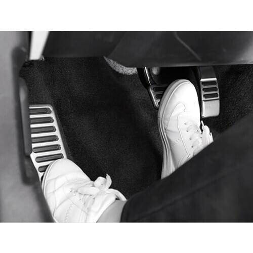 QHCP Stainless Steel Footrest Pedal Accelerator Brake Pedals 3Pcs For Ford Mustang 2015 2016 2017 2018 2019 2020 Car Accessories