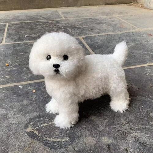 Realistic Soft Plush Teddy Dog Toy Lifelike Puppy Doll Animal Figurines Miniatures Companion Pet Crafts Decoration Birthday Gift