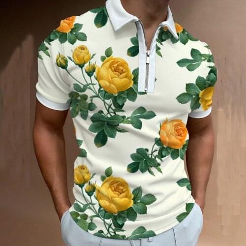 2021 Men Polo Shirt Summer Printed Slim Mens Shorts Sleeve Polo Business Clothes Luxury Men Tee Shirt Polos Shirt For Male Tops