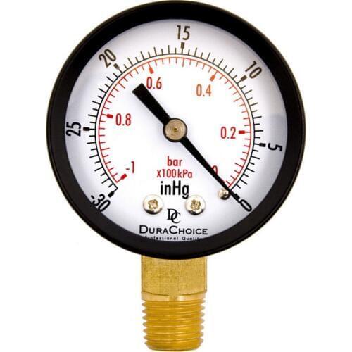 Dry Utility Vacuum Pressure Gauge Blk Steel 1/4" NPT Lower Mount -30HG/0PSI Brand New Wholesale