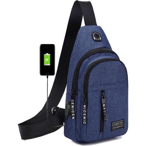 Men Shoulder Chest Bags USB Charging Crossbody Bags Men Anti Theft Chest Bag Sport Summer Short Trip Messengers Shoulder Bag