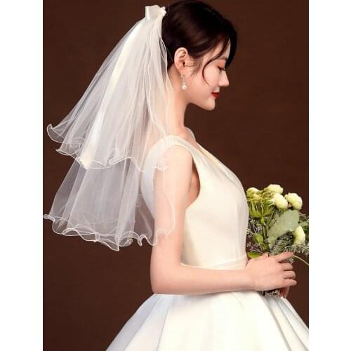 Bridal veil headgear super fairy wedding photo props short wedding veil certificate white veil simple