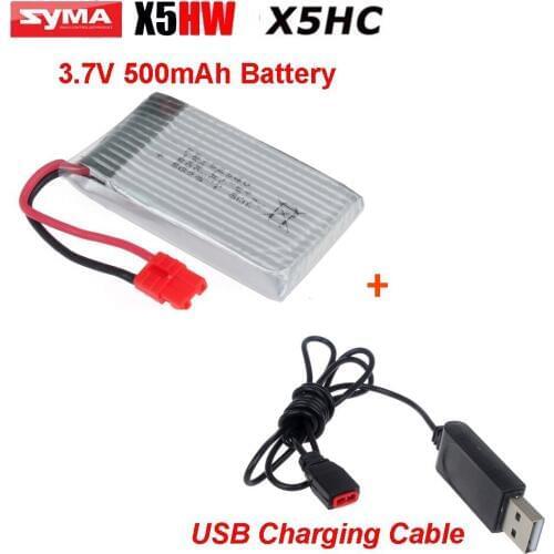 Syma X5HW X5HC X5HC-1 X5HW-1 FPV Wifi RC Quadcopter Drone 1pcs 3.7V 500mAh Lipo Battery + Free USB Charger