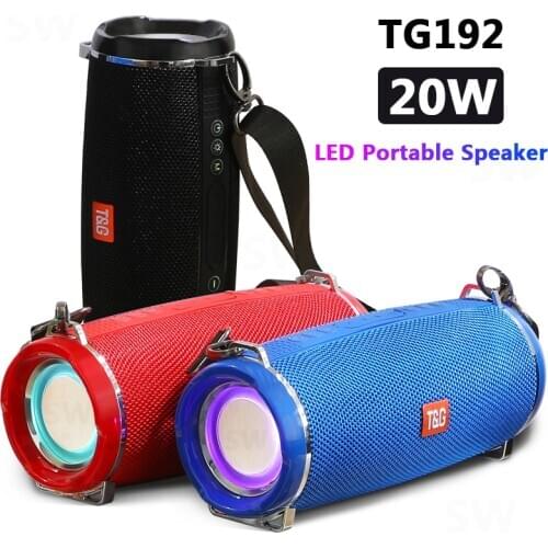 TG192 High Power 20W Bluetooth Speaker Waterproof Portable Column For PC Computer Speakers Subwoofer Boom Box Music Center FM TF