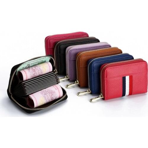 Genuine Leather Card Holder for Men Women Unisex Cardholder Casual Business Card Wallet Patchwork Zipper Coin Purse Wholesale