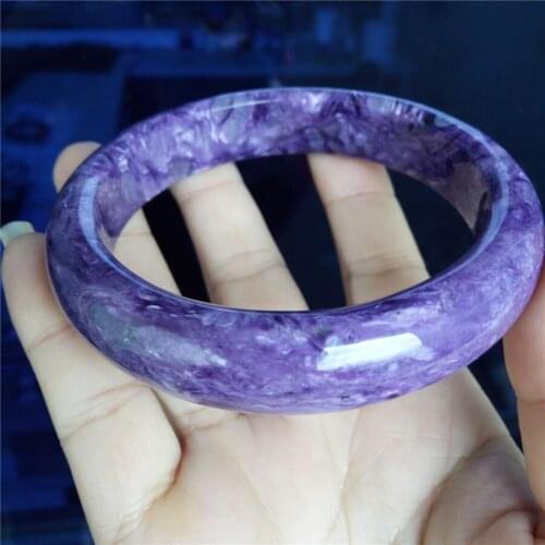 Inner Diameter 62mm Genuine Purple Natural Charoite Bracelet Bangles Women Femme Charm Fashion Bangles