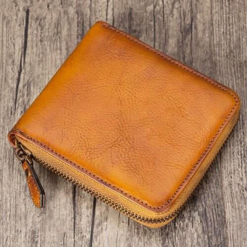 Womens Coin Purse Handmade Short Wallet Women Genuine Leather Small Zipper Wallets Cowhide Leather Vintage 2020 New Style
