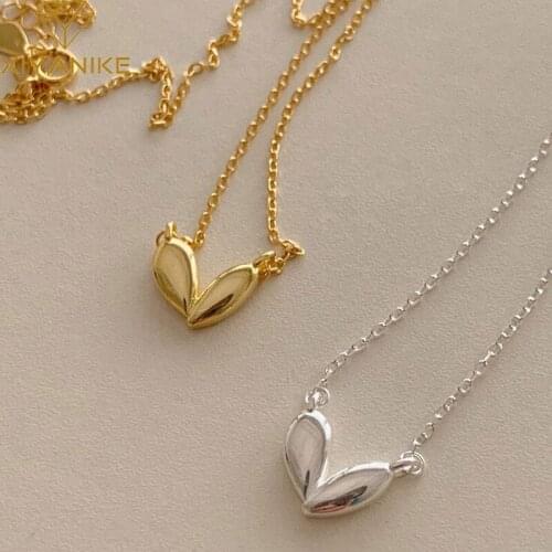 XIYANIKE 925 Sterling Silver Two Colours Love Heart Pendant Necklace For Girls Fashion Sweet Handmade Jewelry Engagement Gifts