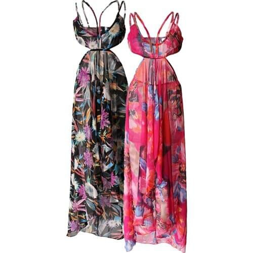 Woman Maxi Dress Spaghetti Strap Chiffon Clothes For Beach Party