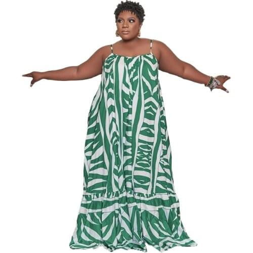 2021 Ins Internet Celebrity Famous Women Dress Sleeveless Sling Print Large Size