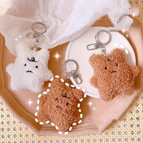 1Pc New Fashion Style Ins Plush Bear Keychain Student Bag Pendant Car Key Ring Girl Cute Decoration Accessories Gift