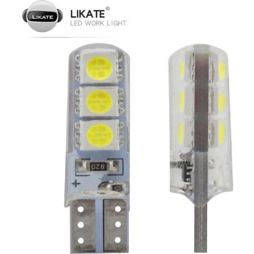 2x T10 W5W Car LED Bulb Turn Signal Light Auto Interior Dome Reading Light License Plate Wedge Side Super Bright White 12V 6SMD