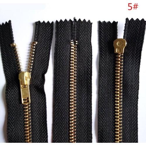 5Pcs 5# 30-60CM Brass Metal Closed End Zipper Black Nylon Coil Zipper