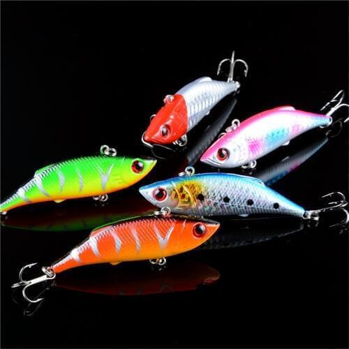 5Pcs 7.5CM 10G Winter Fishing Lures Hard Bait VIB With Lead Inside Swivel Jig Wobbler Lure Sea Fishing Tackle