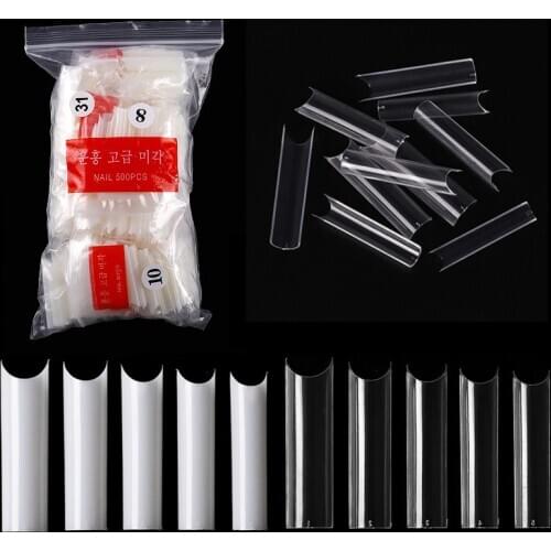 500 Pcs/Bag Water Pipe Design False Nail Tips Card Display Press On Nails UV Gel Polish DIY Manicure Accessories Nail Art Tools