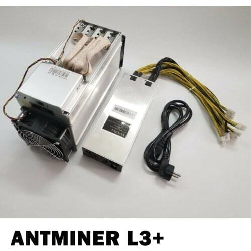 Used Scrypt Miner ANTMINER L3+ LTC 504M With BITMAIN APW3++ Plus PSU Miner Mining Card 110V-240v