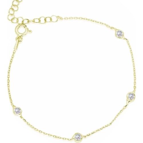 Silver-Gilt Zircon Stone Tiffany Chain Bracelet