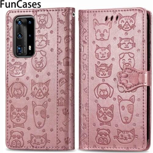 Cat And Dog Phone Cases Covers For armor Huawei P40 Lite Wallet Flip Case sFor Mobile Phone Huawei ajax P40 Pro Aksesuar huawey