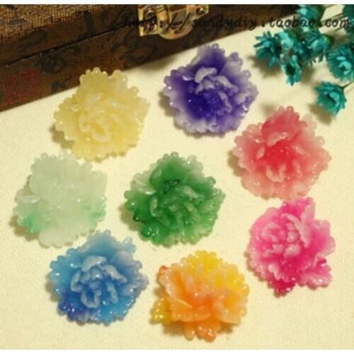 Hot sale 19MM 8 Colors optional Resin Flower Cabochon Flat back Jewelry Accessorie by 12pcs/bag 004004073