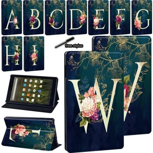 For Amazon Fire 7 (5/7/9th)/Fire HD 8 (6/7/8th)/Fire HD 10 (5/7/9th Gen) Leather Print Pattern Stand Protective Tablet Case