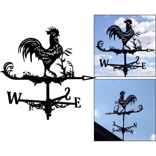 Farmhouse Rooster Weather Vane Roof Mount, Wind Direction Indicator Kit Outdoor Bracket Weather Vane - Metal