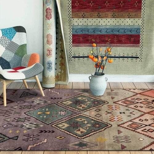 Geometry Carpet Persian Retro Morocco Anti-Skid Jacquard Carpets For Living Room Bedroom Floor Absorbent Area Non-Slip Mats Rugs