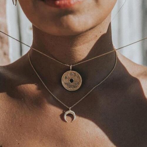HebeDeer Multilayer Chain Necklaces Moon Simple Women Trendy Choker Girls Silver Color Bohemia Necklace Jewelry Collares