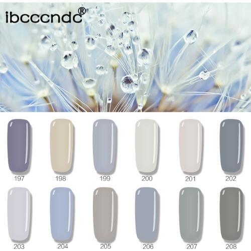 IBCCCNDC 10ml Nail Polish Lacquer Varnish UV LED Lamp Drying Long Lasting Semi Pernament Gel Nail LED UV Gel Grey Series