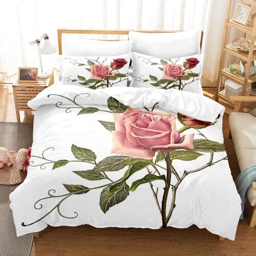 Red Flower Bedding Set Single Twin Full Queen King Size Flowers Rose Bed Set Children Bedroom Duvetcover Sets 18