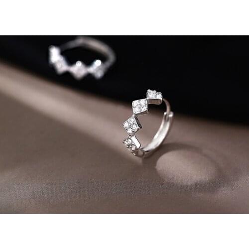 925 Sterling Silver Square Charm Stud Earrings For Women Girls Wedding Party 2021 New Jewelry Pendientes eh1152