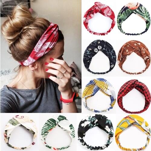 Fashion Women Girls Summer Bohemian Hair Bands Print Headbands Vintage Cross Turban Bandage Bandanas HairBands Hair Accessories