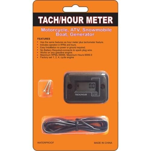 Motorcycle Motorboat ATV LCD Sensor Tachometer Waterproof Tachometer Accumulated Timer