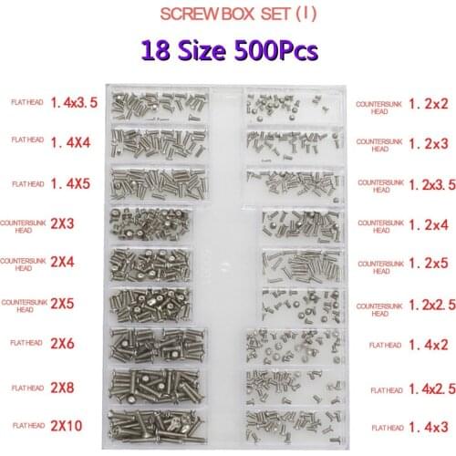 500pcs Stainless Steel Screw Sunglass Watch Spectacles Phone Glasses Tablet Screws Nuts Screwdriver Repair Tool Set Kits