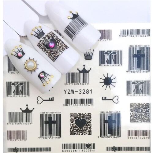 Stickers for Nails Love Bar Code Cross Line DIY Water Sliders Manicure Decor Watercolor Nail Art Accessories Cheap Nail Stickers