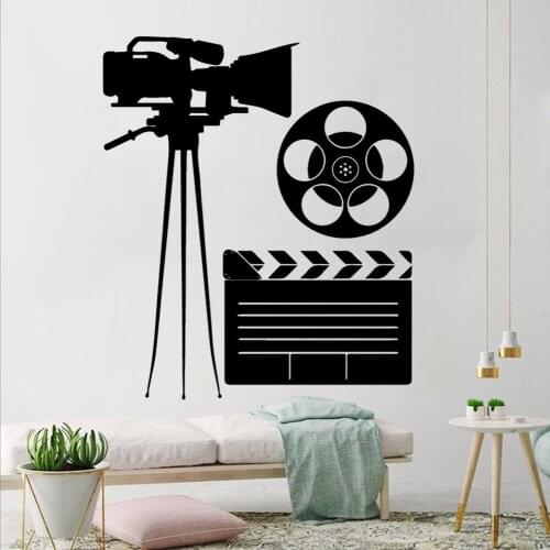 Film Wall Stickers Cinema Vinyl Movie Camera Decor Decals Removable Filming Screening Room Livingroom Decoration Poster DW20586