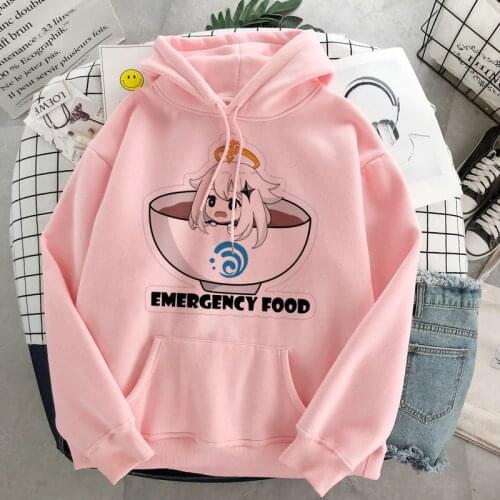New Pink Kawaii Genshin Impact Print Aesthetic Anime Winter Clothes Oversized 2D Hoodie Sweatshirt Women tops