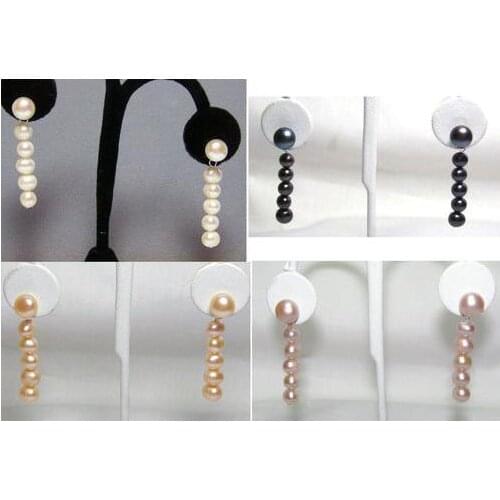 New Arrival Favorite Pearl Earrings White Pink Lavender Black Round Genuine Freshwater Pearls S925 Sterling Silver Stud Jewelry
